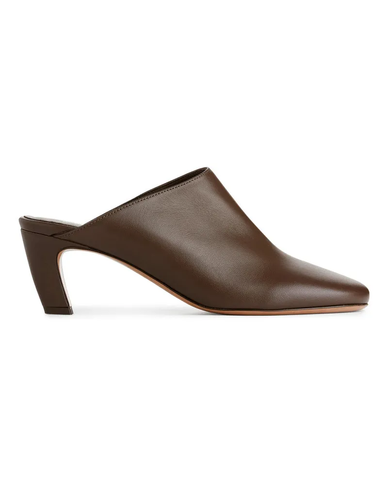 Arket Mules Aus Leder Mit Absatz - Braun Dunkelbraun