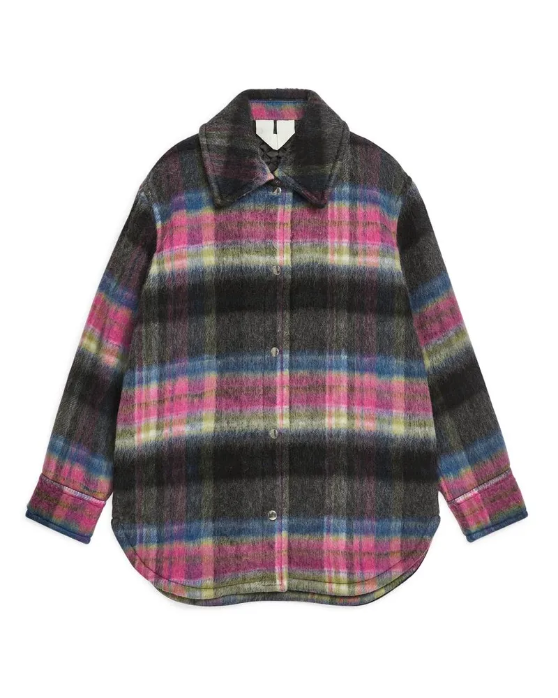 Arket Gestepptes Overshirt Aus Wollmix - Beige|Schwarz|Blau|Braun|Grün|Mehrfarbig|Rosa Grün