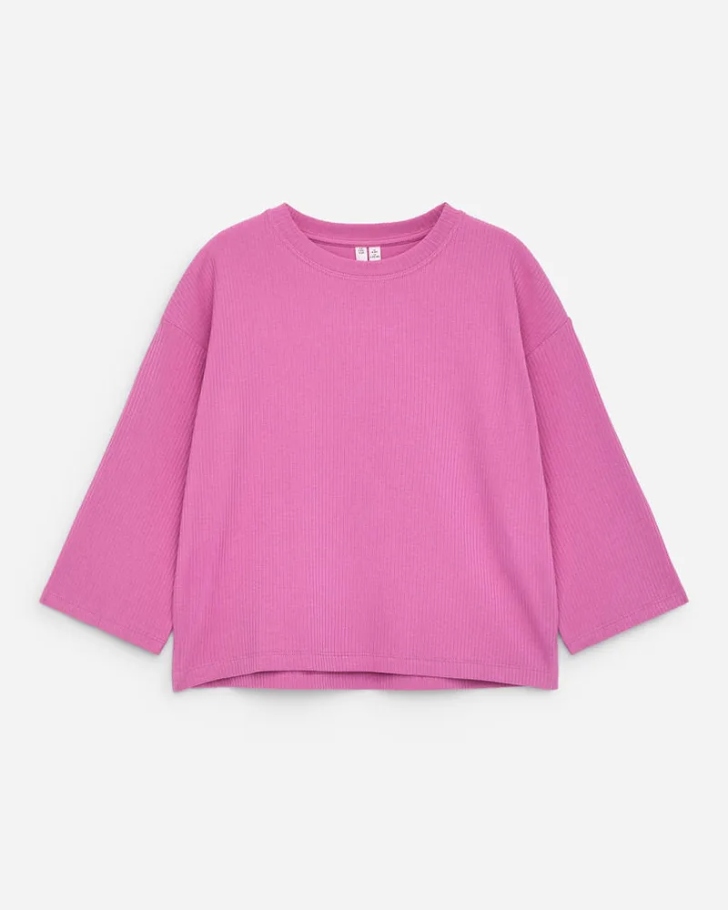 Arket Geripptes Langarmshirt -Rosa Rosa
