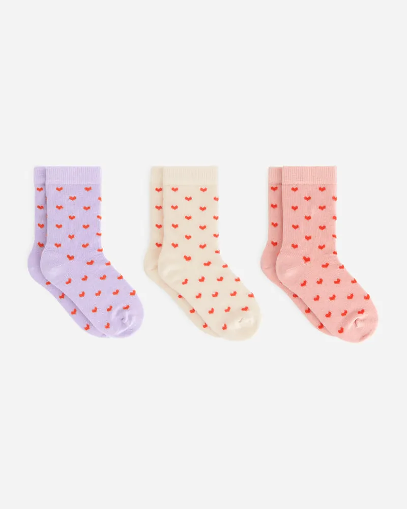 Arket Baumwollsocken, 3Er-Pack - Weiß|Mehrfarbig|Lila|Rosa Weiß