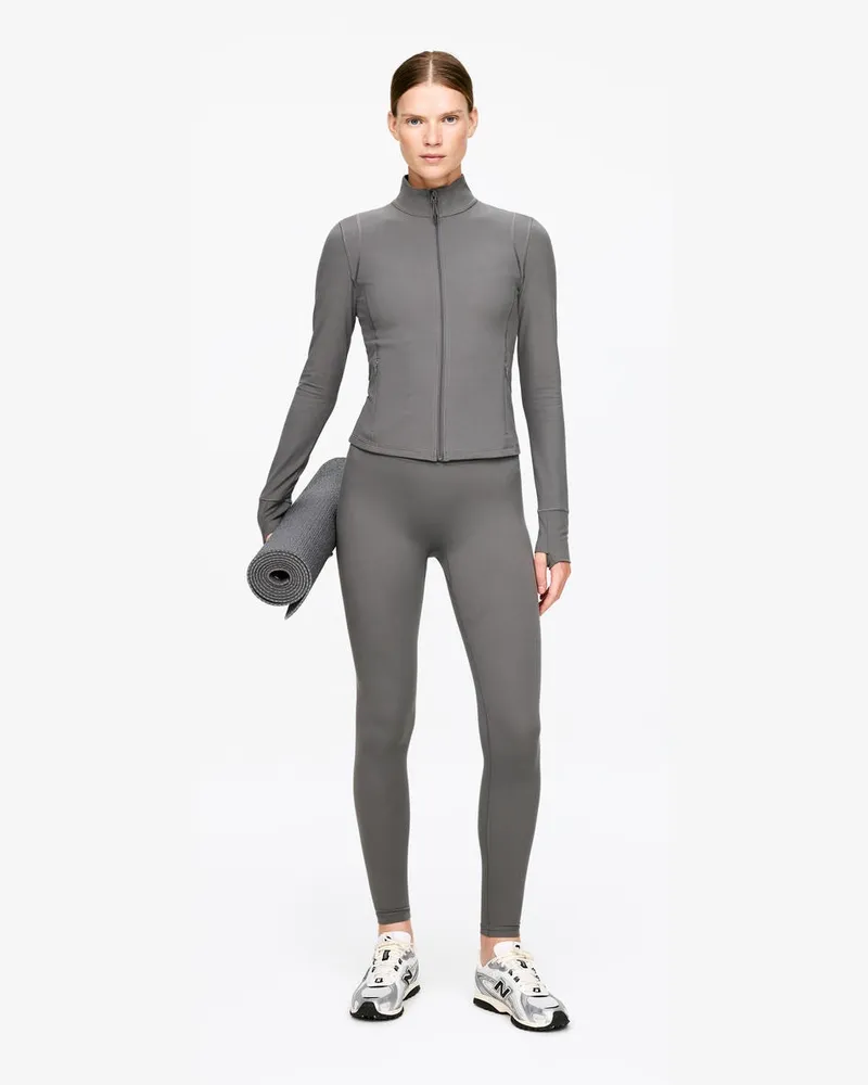 Arket Weiche Stretch-Jacke Mit Reißverschluss -Grau Grau