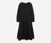 Ausgestelltes Midikleid Aus Wollmischung -Schwarz