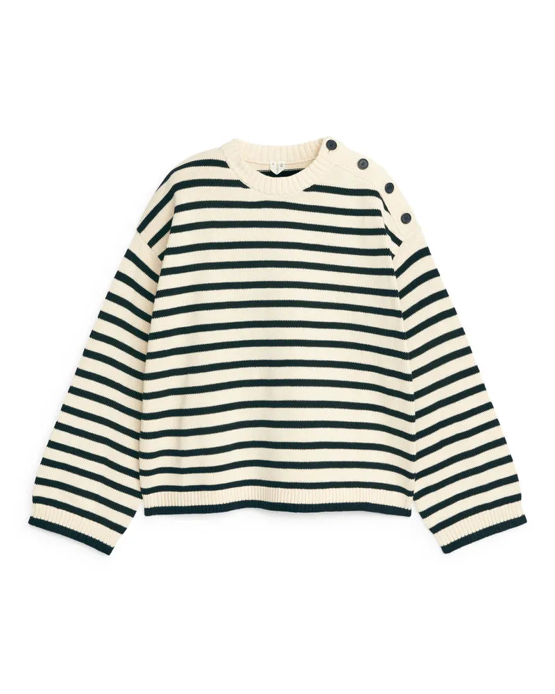 Arket Oversize-Baumwollpullover - Schwarz|Mehrfarbig|Weiß Cremeweiß