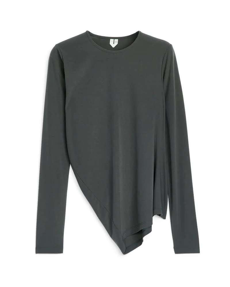 Arket Top Mit Drapierung - Grau Dunkelgrau