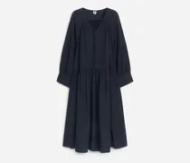 Maxikleid Aus Lyocell Und Leinen -Blau
