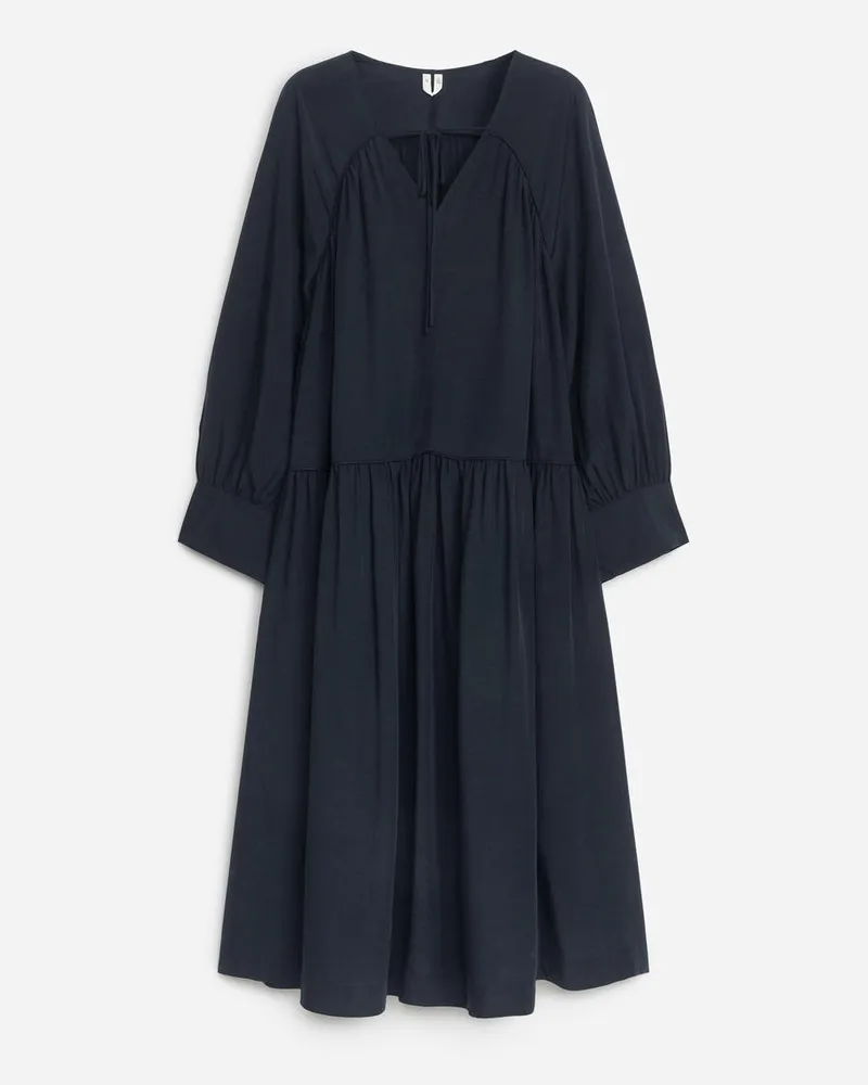 Arket Maxikleid Aus Lyocell Und Leinen -Blau Blau
