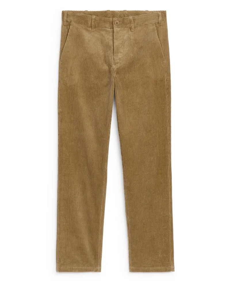 Arket Gerade Geschnittene Chinohose Aus Cord - Beige Dunkelbeige