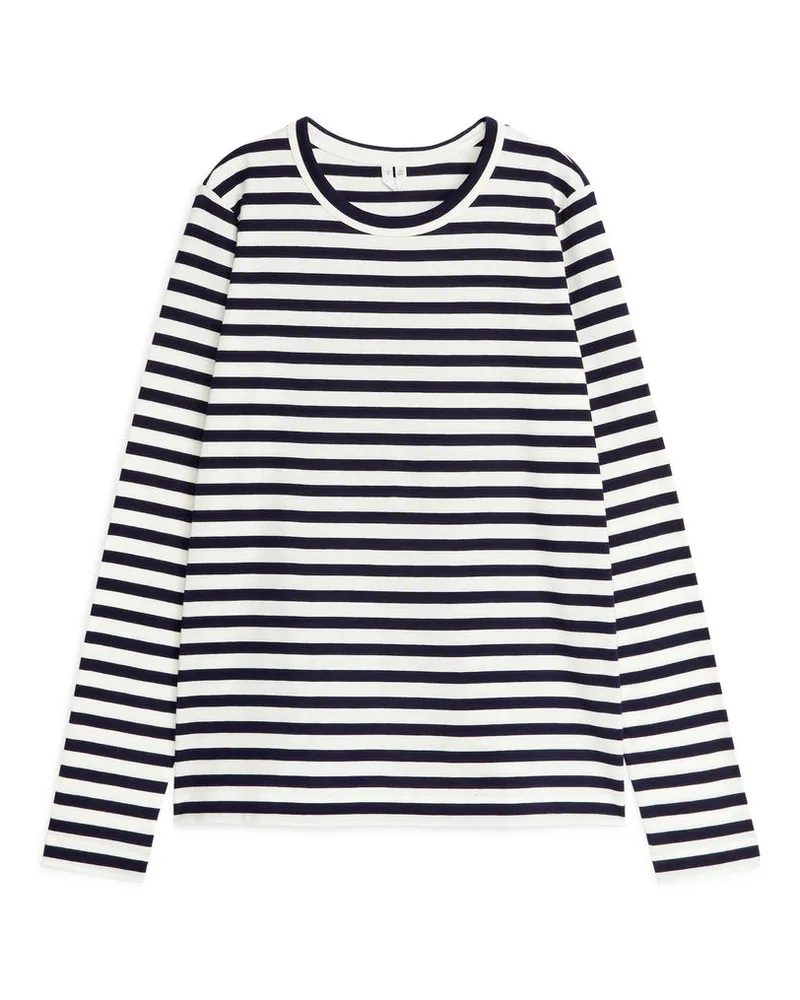 Arket Langarm-T-Shirt - Blau|Weiß|Mehrfarbig Dunkelblau