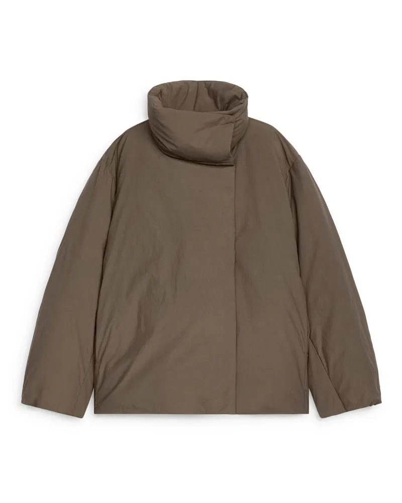 Arket Upcycled Down™ Jacke Mit Hohem Kragen - Beige Dunkles