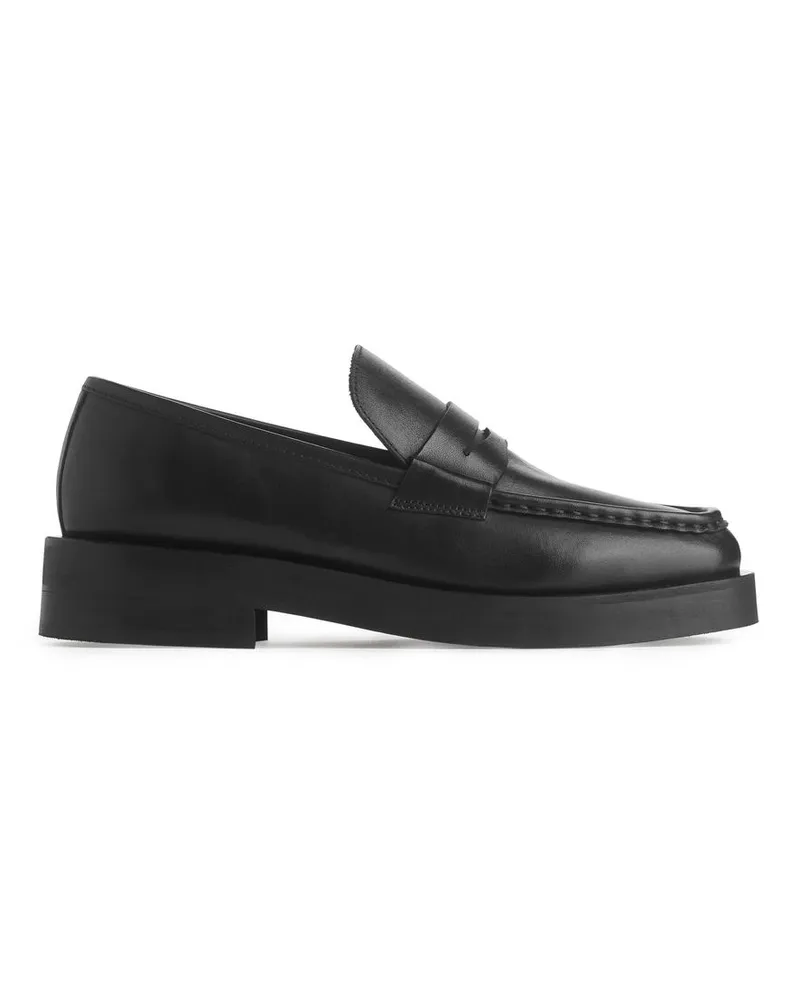 Arket Leder-Pennyloafer - Schwarz Schwarz