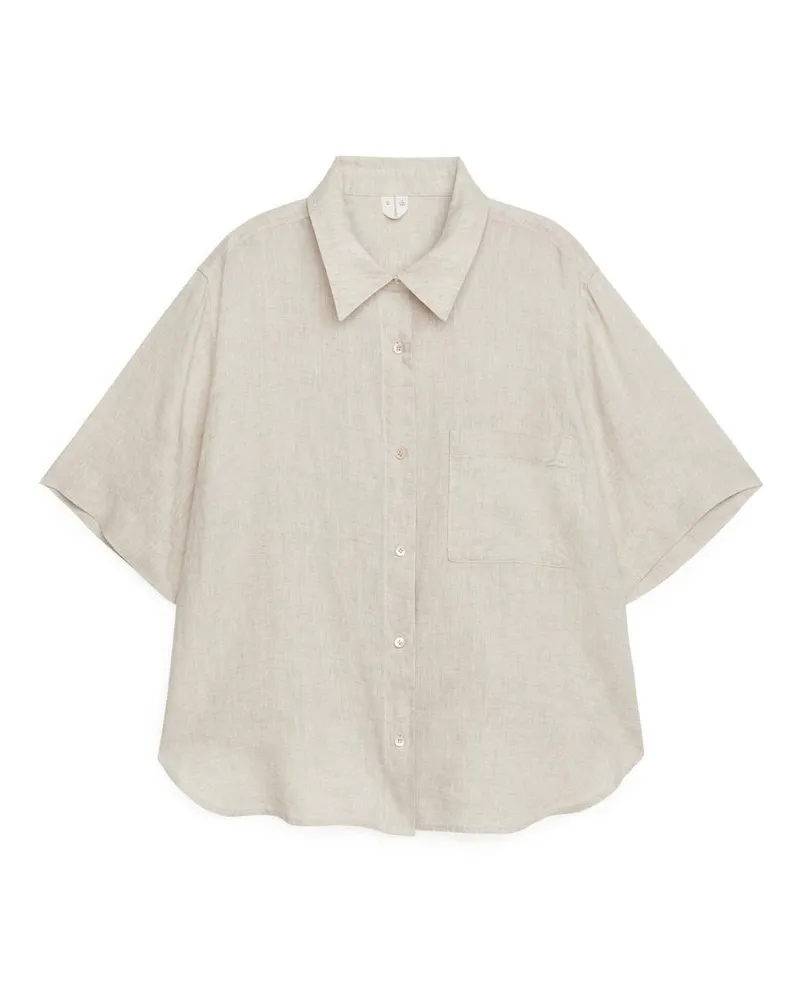 Arket Kurzarmhemd Aus Leinen - Beige Beige