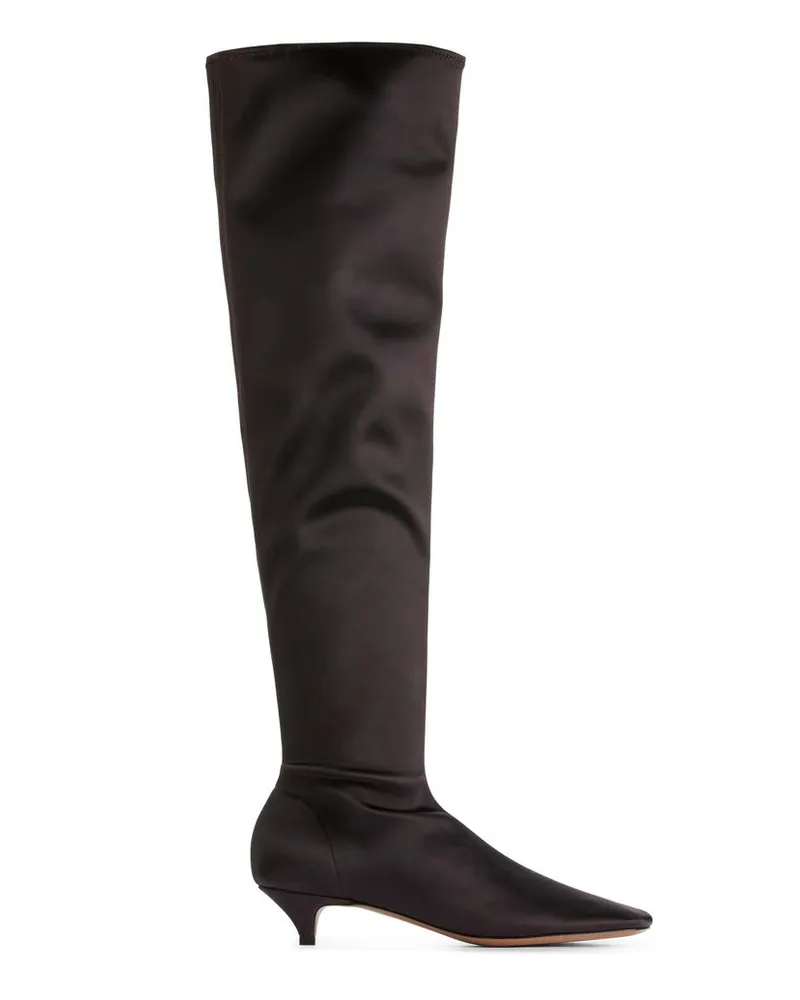Arket Overknee-Stiefel Aus Satin - Braun Dunkles