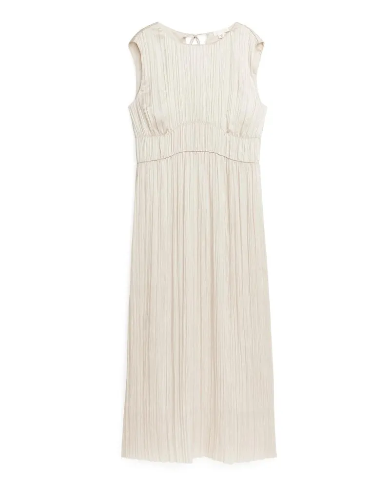 Arket Ärmelloses Crinkle-Kleid - Weiß Cremeweiß