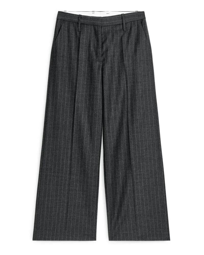 Arket Flanellhose Mit Niedrigem Bund - Blau|Mehrfarbig Dunkelgrau