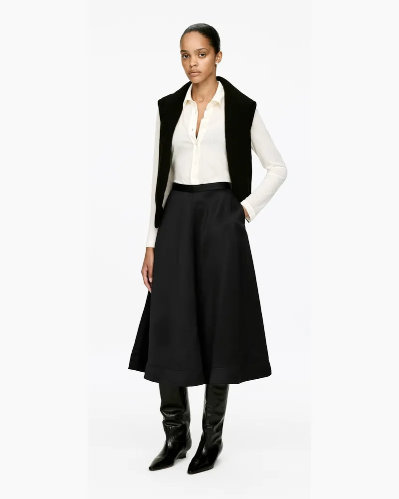 Arket Tellerrock Aus Satin -Schwarz Schwarz