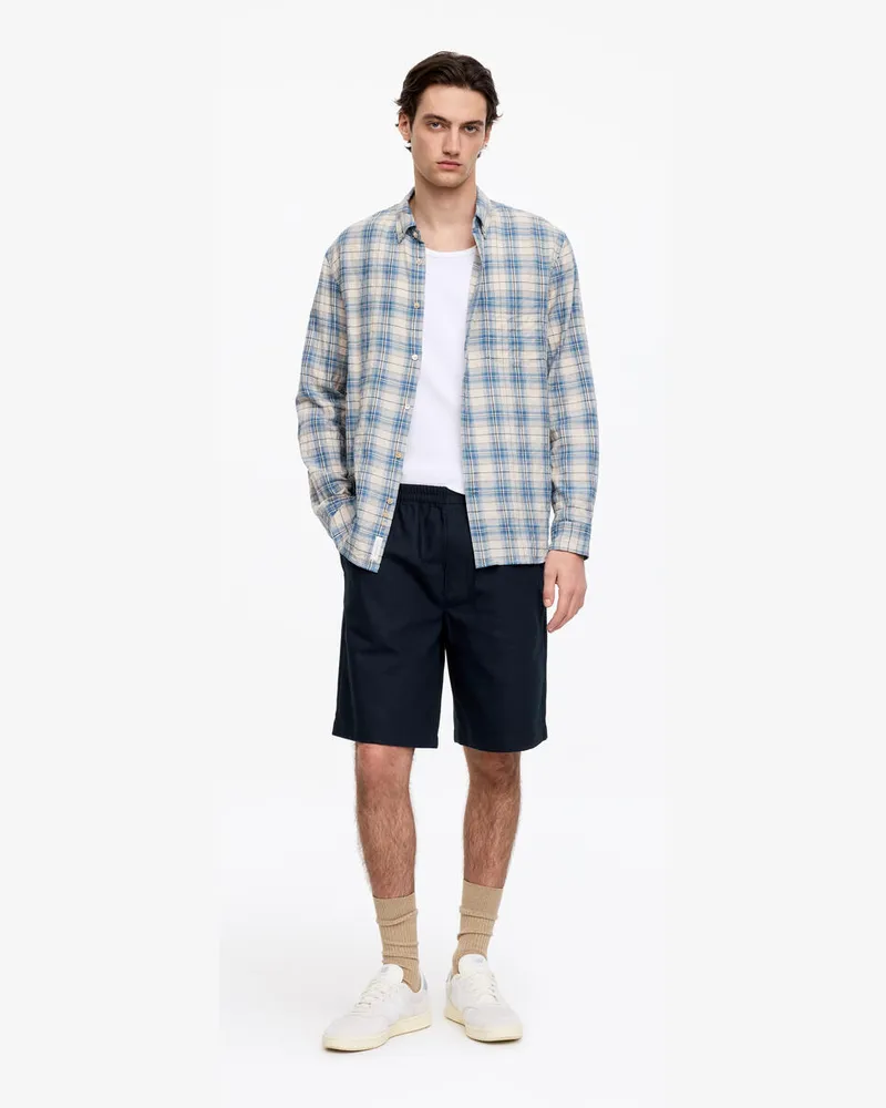 Arket Lockere Shorts Aus Baumwolle Und Leinen -Blau Blau