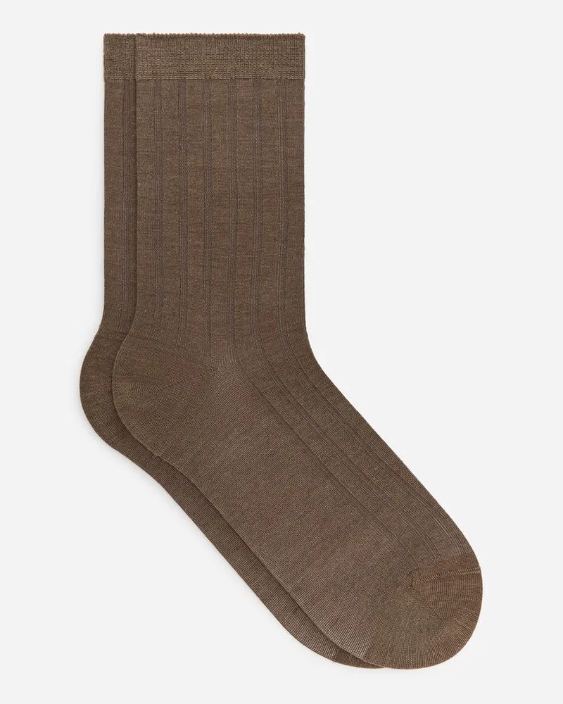 Arket Gerippte Socken Aus Seidenmischung -Grau Grau