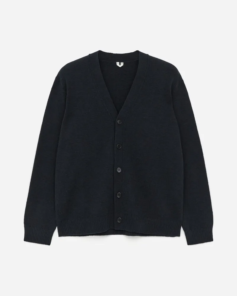 Arket Strickjacke Aus Wolle Und Baumwolle - Blau Dunkelblau