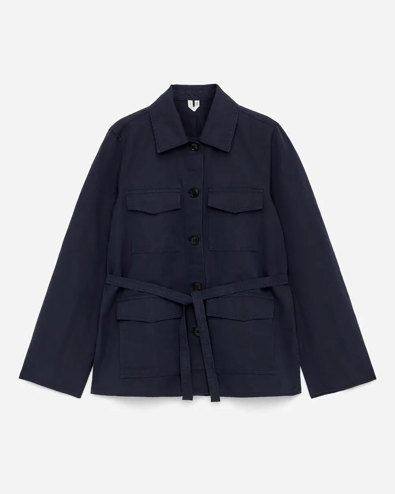 Arket Overshirt Mit Gürtel - Blau Dunkelblau