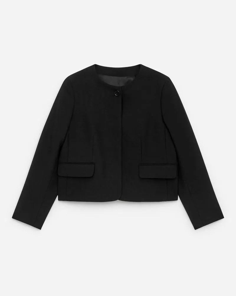Arket Jacke Ohne Kragen - Schwarz Schwarz