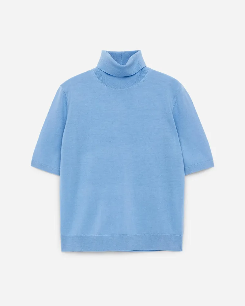 Arket Kurzärmliger Rollkragenpullover - Blau Hellblau