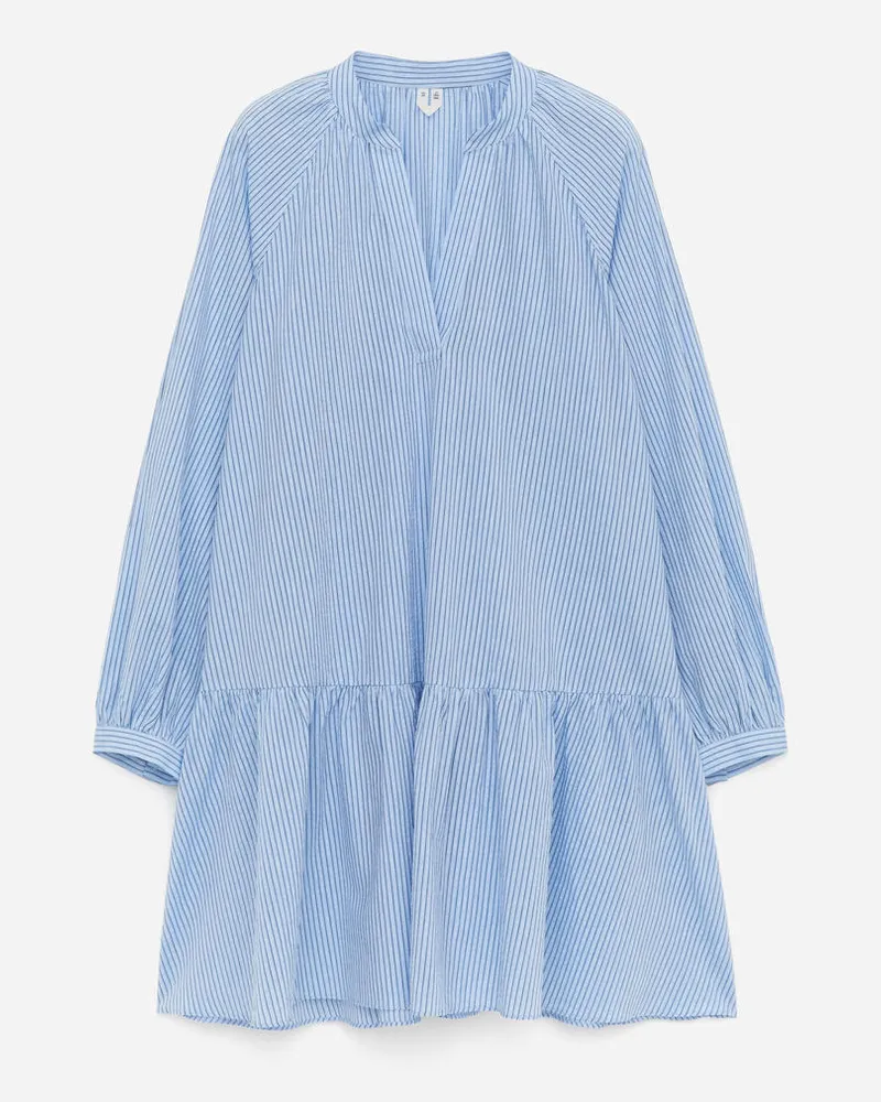 Arket Kleid Aus Leinen Und Baumwolle -Blau Blau