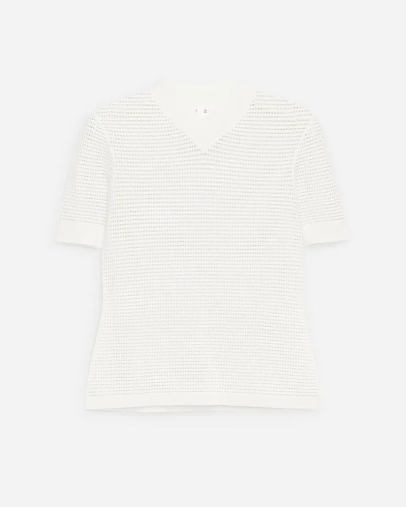 Arket Pointelle-Oberteil Mit V-Ausschnitt -Weiß Weiß