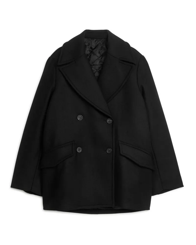 Arket Cabanjacke Aus Wolle -Schwarz Schwarz