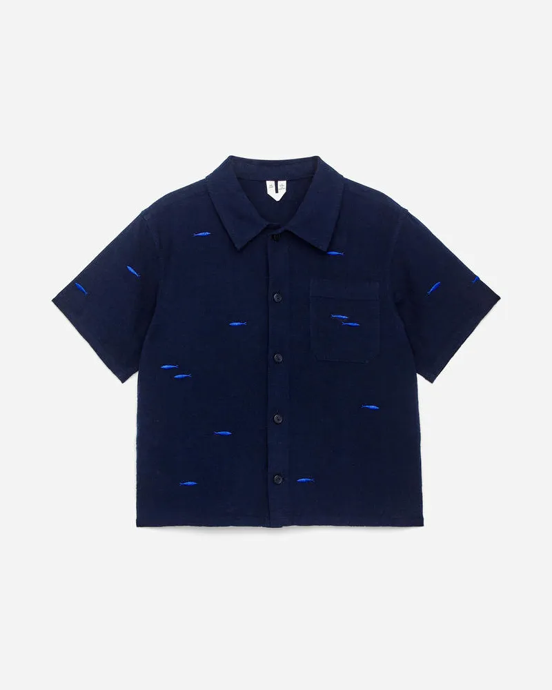 Arket Baumwollhemd Mit Stickerei -Blau Blau