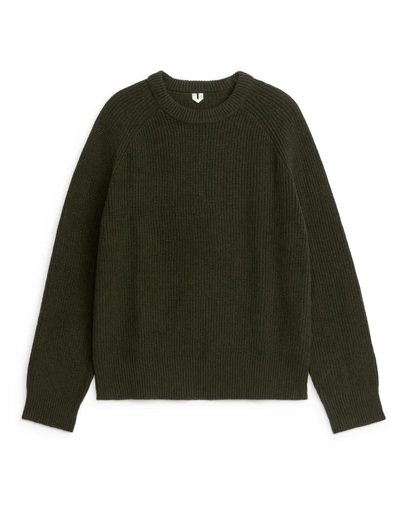 Arket Pullover Aus Leinen Und Baumwolle - Grün Dunkelgrün
