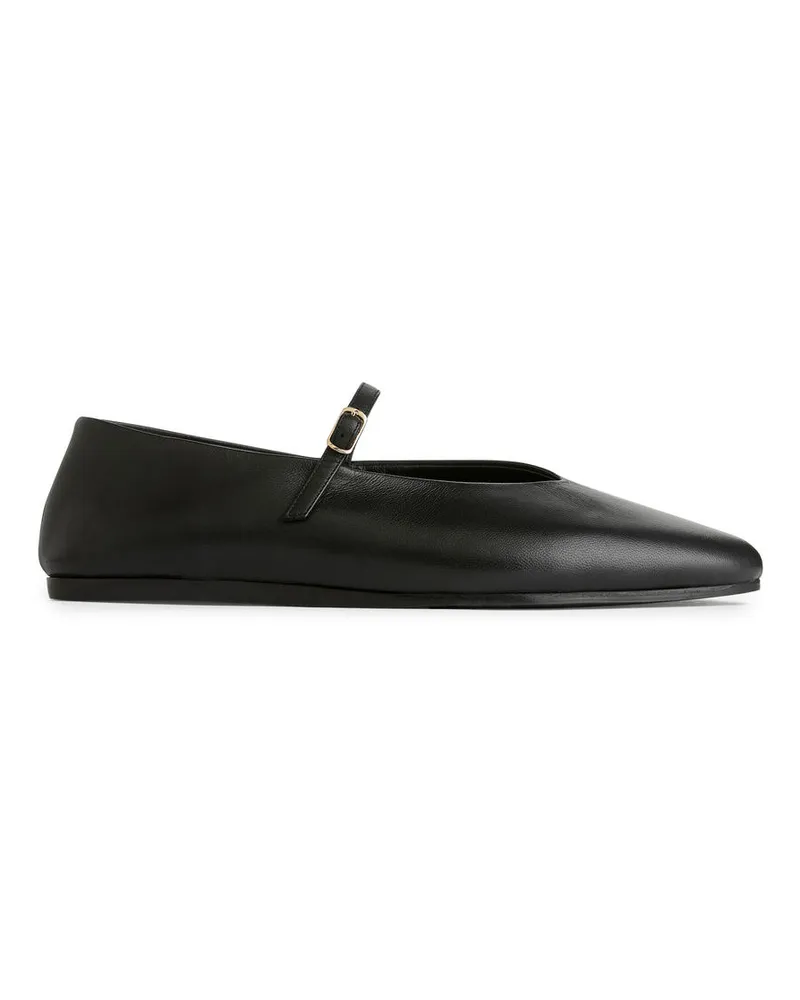 Arket Mary Janes Aus Leder - Schwarz Schwarz