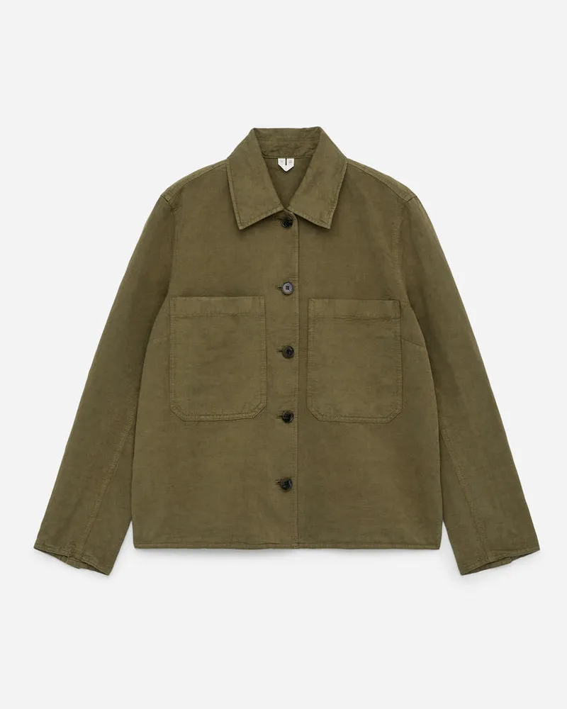 Arket Overshirt Aus Leinenmix - Grün Khaki