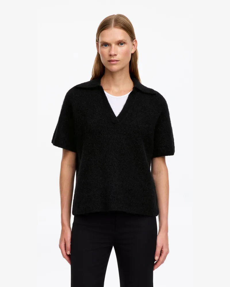 Arket Gestrickter Polopullover -Schwarz Schwarz