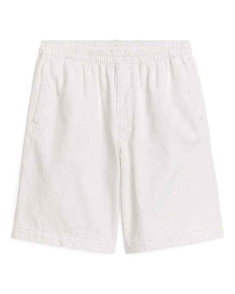 Arket Shorts Mit Kordelzug Aus Baumwoll-Leinen-Mischung - Weiß Cremeweiß
