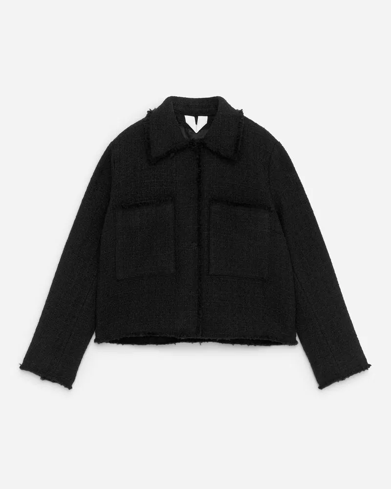 Arket Bouclé-Jacke Aus Wollmischung -Schwarz Schwarz