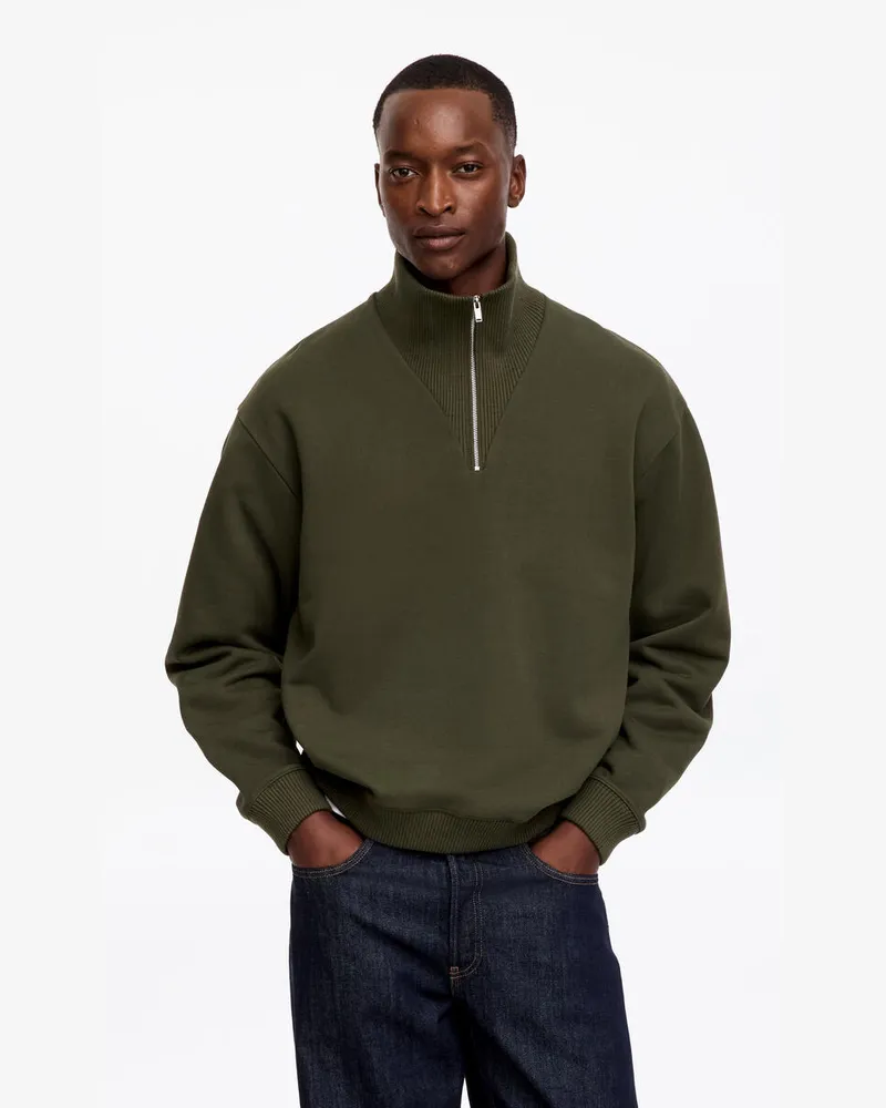 Arket Sweatshirt Mit Kurzem Reißverschluss -Grün Grün