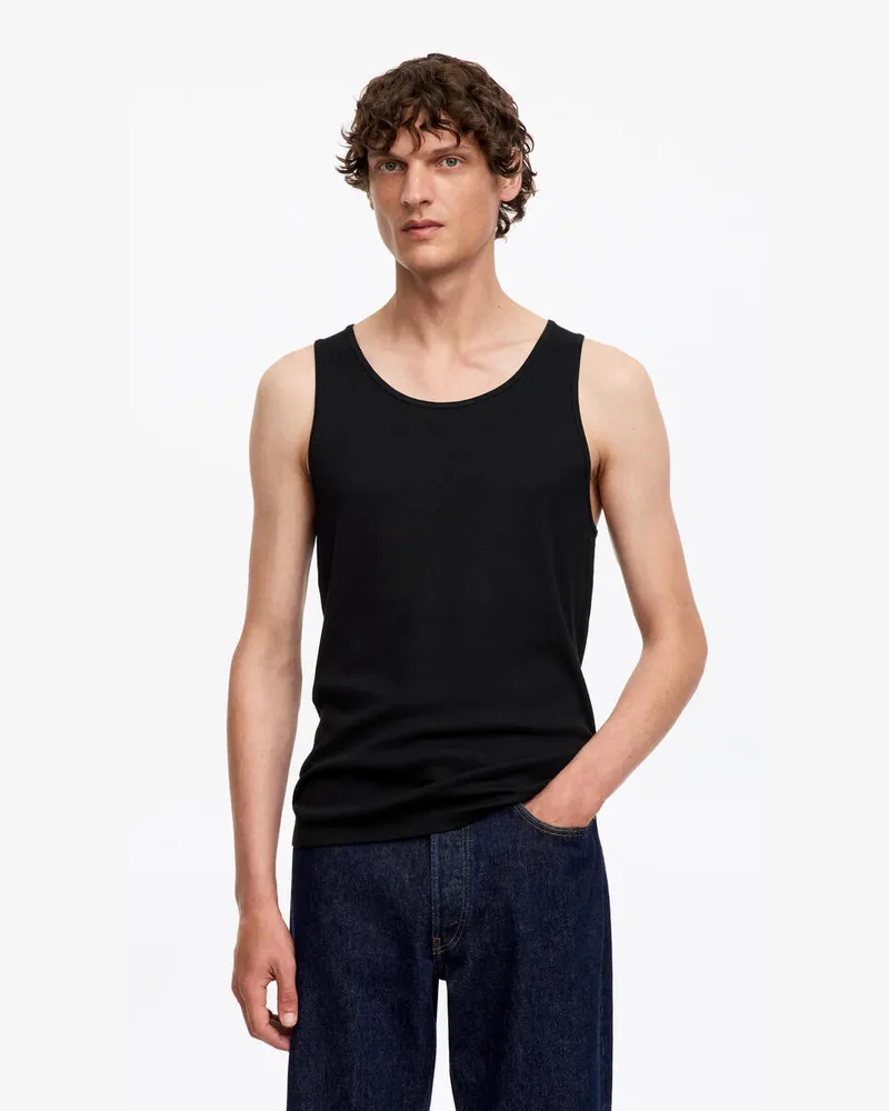 Arket Geripptes Tanktop -Schwarz Schwarz