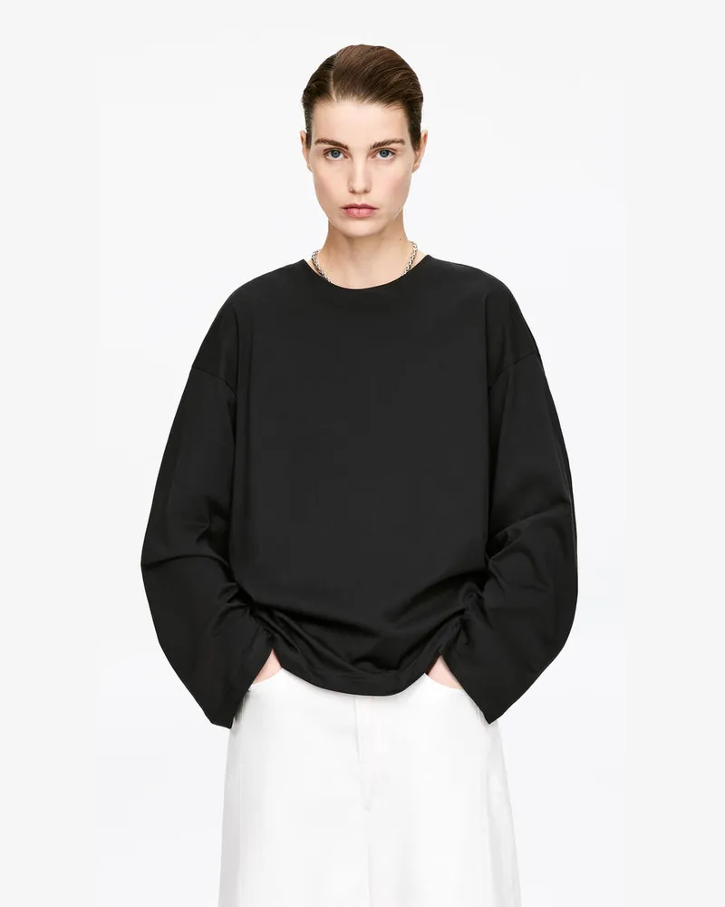 Arket Oversized-T-Shirt Mit Langen Ärmeln -Schwarz Schwarz