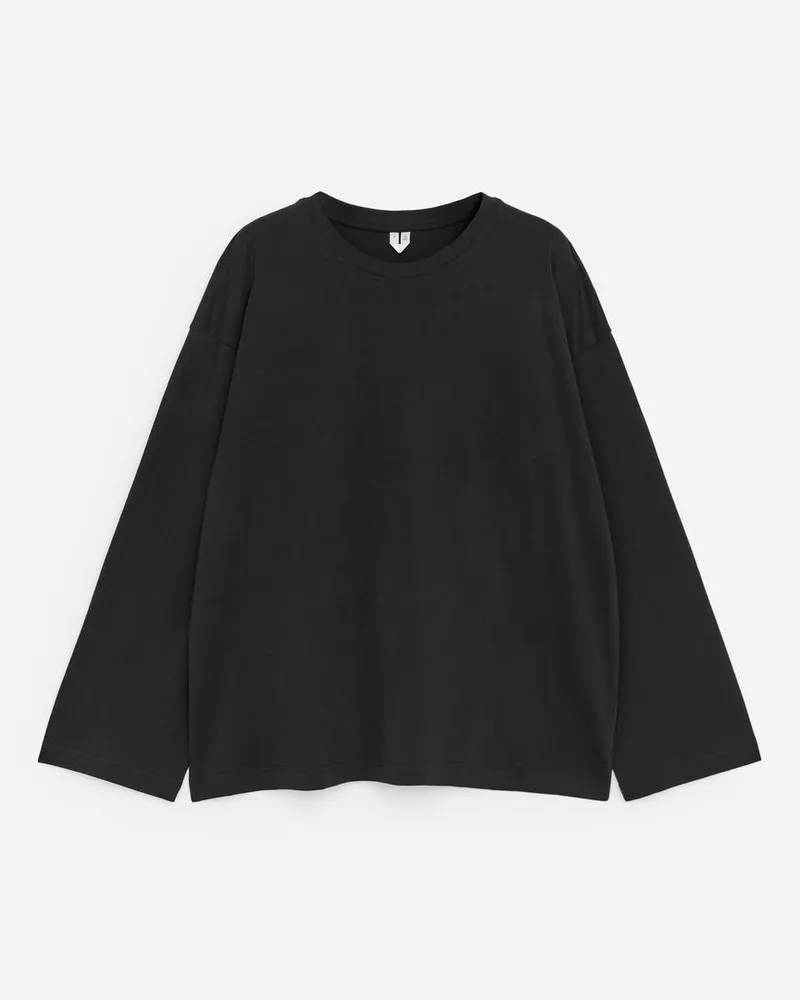 Arket Lockeres Langarmshirt -Schwarz Schwarz