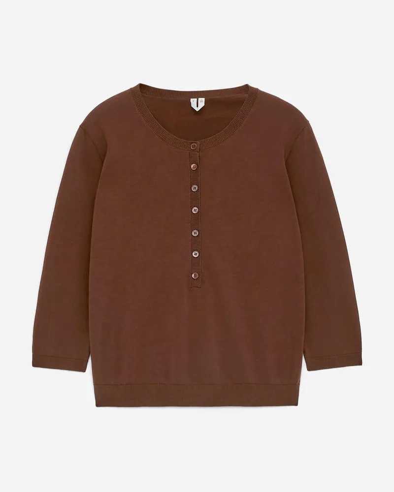 Arket Henley-Oberteil Aus Baumwolle -Braun Braun