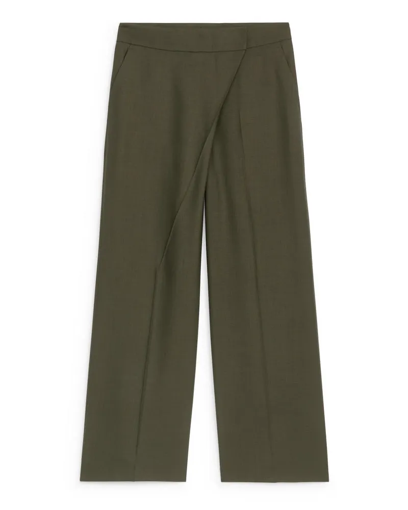 Arket Lockere Hose Mit Wickeldetail - Grün Khaki