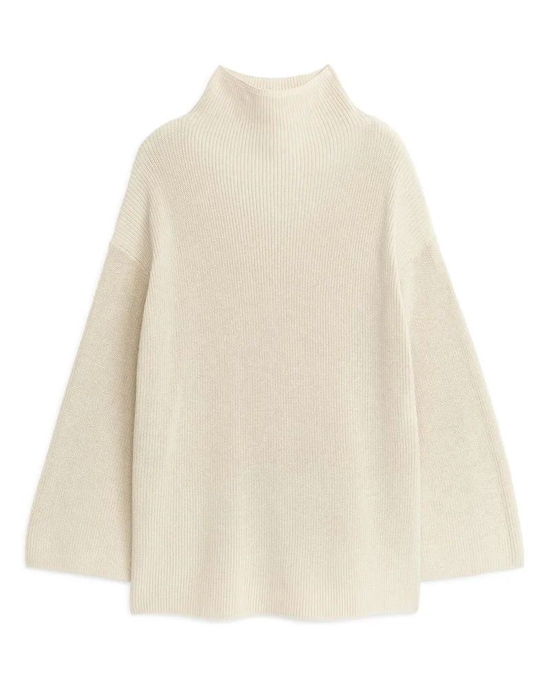 Arket Pullover Mit Stehkragen - Beige|Weiß Beige
