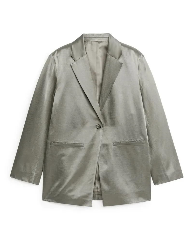 Arket Oversized-Blazer Aus Satin - Grau Grau
