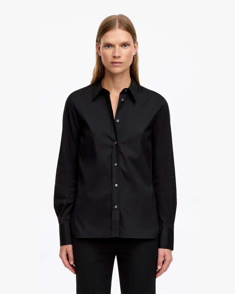 Arket Schmales Hemd Aus Baumwolle Mit Stretch -Schwarz Schwarz