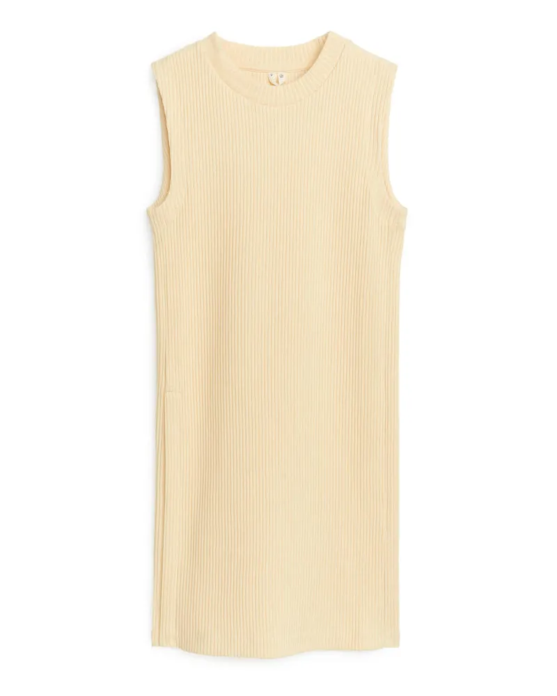 Arket Ärmelloses Geripptes Oberteil - Beige Hellbeige