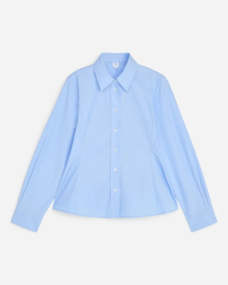 Arket Tailliertes Hemd Aus Baumwoll-Popeline -Blau Blau