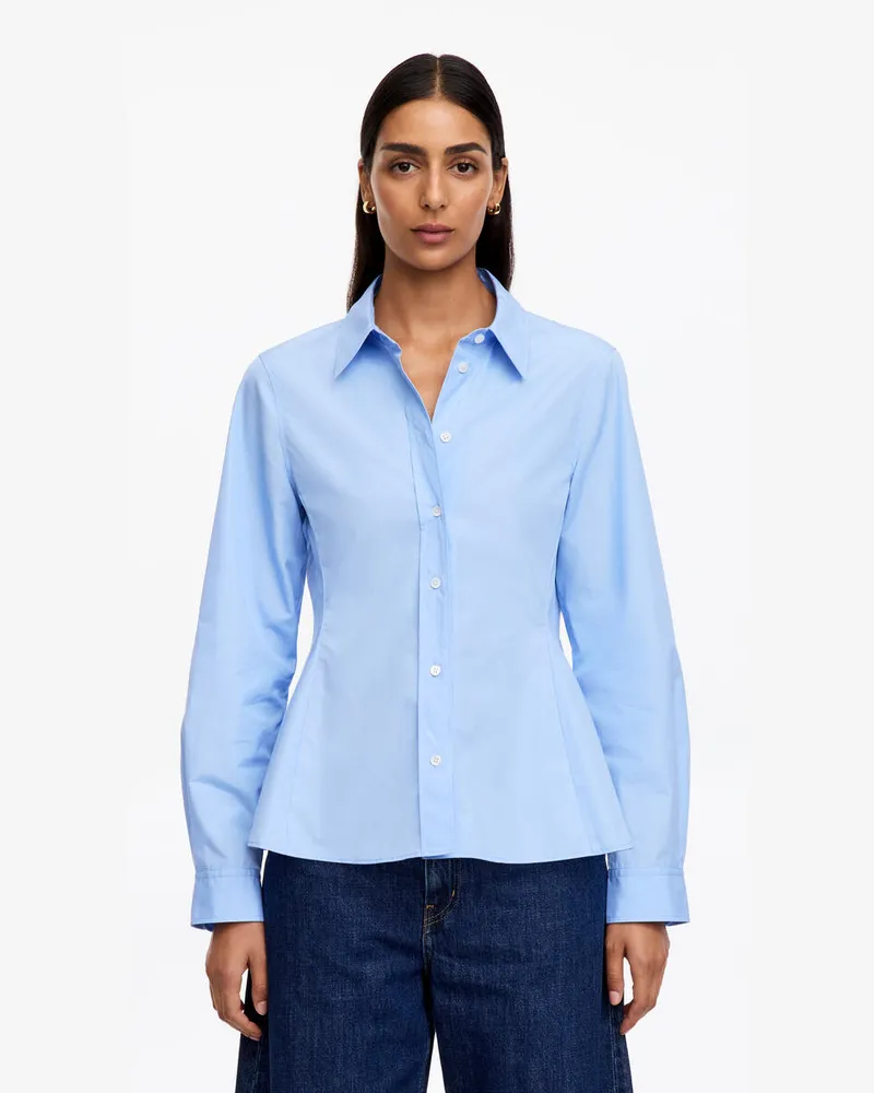 Arket Tailliertes Hemd Aus Baumwoll-Popeline -Blau Blau