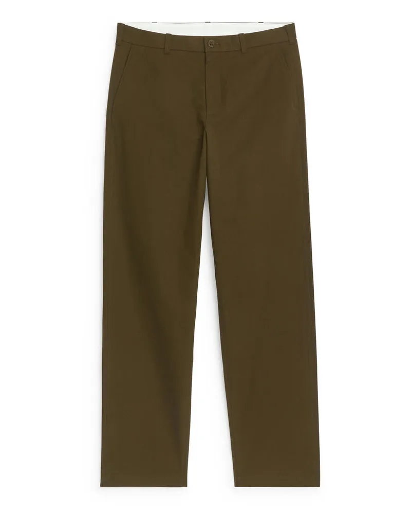 Arket Gerade Hose Aus Baumwollmischung - Grün Khaki