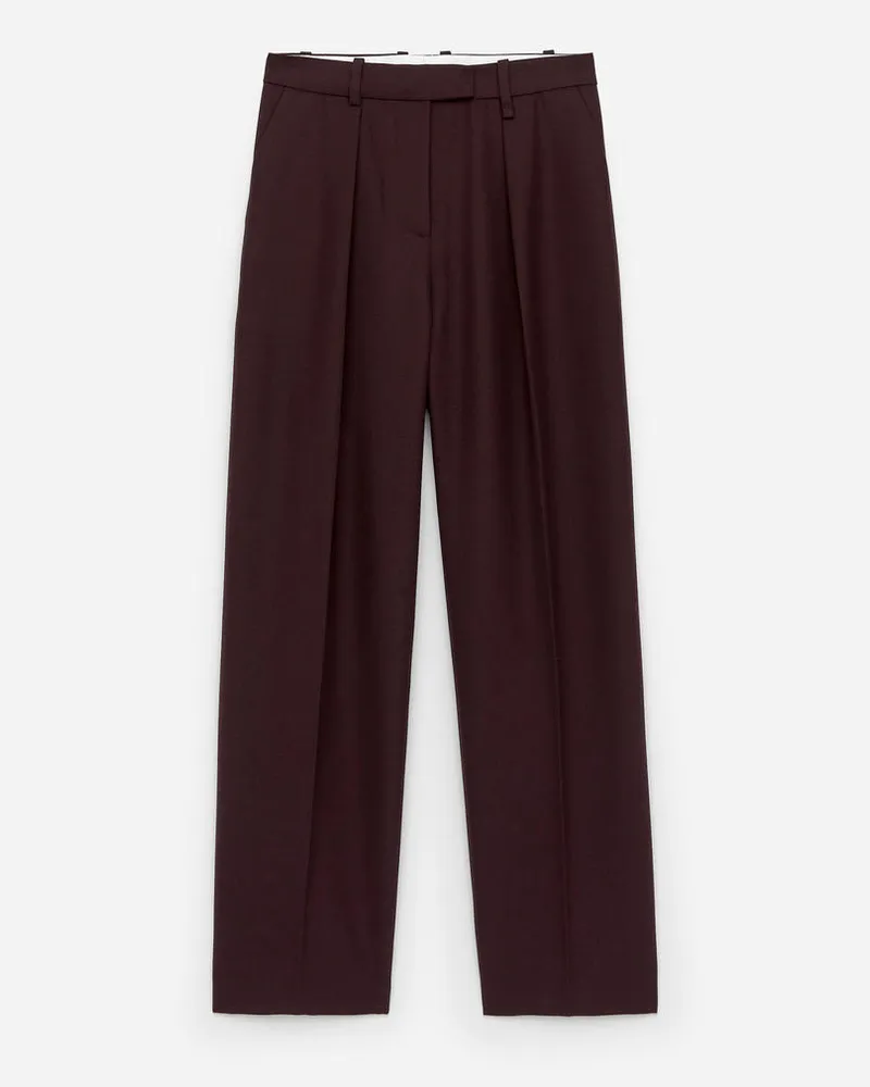 Arket Hose Mit Hohem Bund Und Falten - Rot Dunkelrot