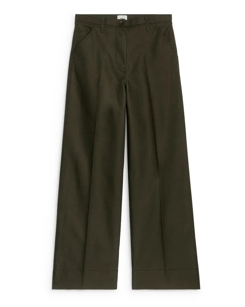 Arket Chinohose Aus Baumwolle - Grün Khaki